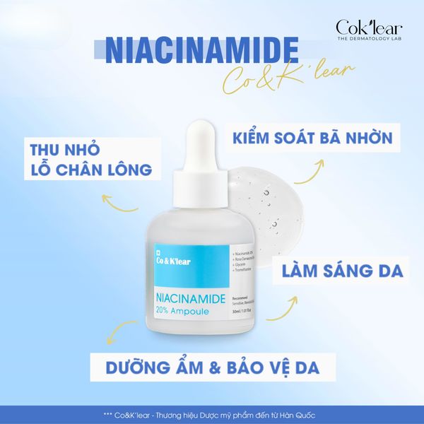  Combo Kem dưỡng trắng da mờ thâm nám Derma Factory Double Whitening Cream + Serum COK'LEAR NIACIAMIDE AMPOULE 20% 