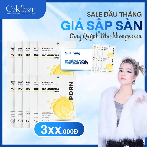  [KCS] 10 miếng Cok'lear PDRN Kombucha Brightening Mask - Dưỡng Trắng Da 
