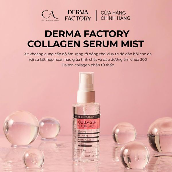  [Độc quyền TDK] Xịt khoáng Derma Factory Collagen Serum Mist - Cấp ẩm, chống nhăn, làm dịu 