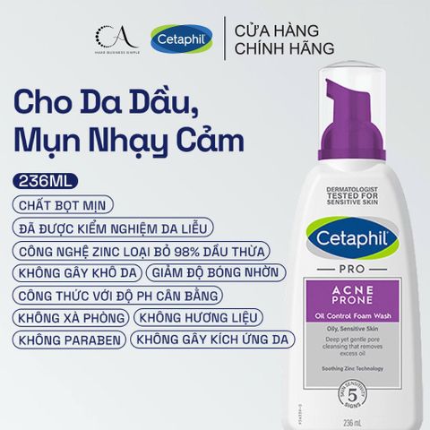  Sữa rửa mặt cho da dầu mụn nhạy cảm Cetaphil Pro Acne Prone Oil Control Foam Wash 236ml 