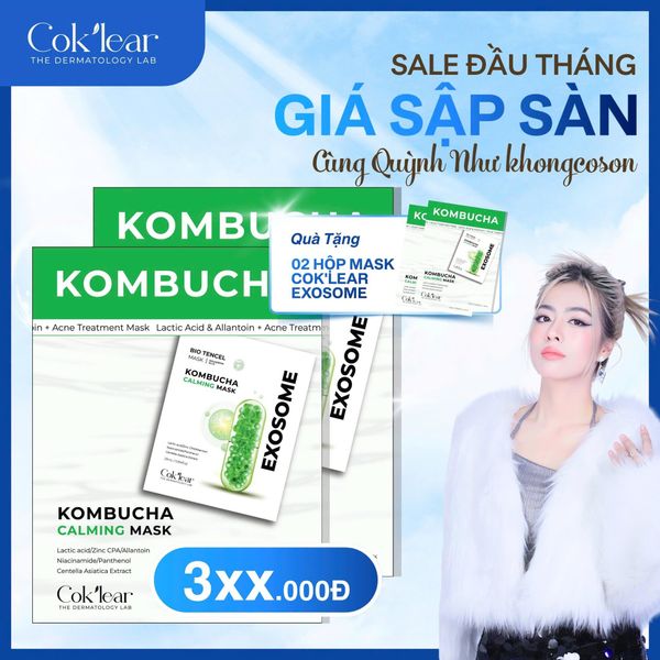  [KCS] 2 hộp tặng 2 Hộp Cok'lear Exosome Kombucha Calming Mask - Hỗ Trợ Giảm Mụn 