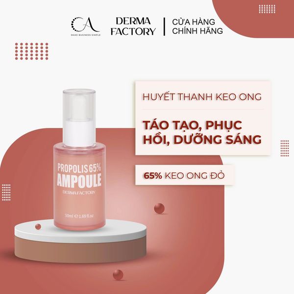  [Độc Quyền TDK] Huyết thanh keo ong tái tạo, phục hồi, dưỡng sáng da Derma Factory Propolis 65% Ampoule 