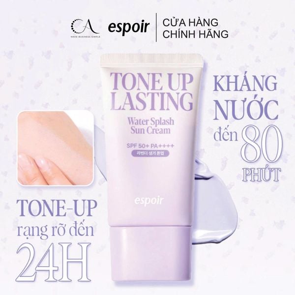  Kem Chống Nắng Nâng Tone Espoir Water Splash Sun Cream Cica Tone Up/ Tone Up Lasting SPF50+ PA++++ 