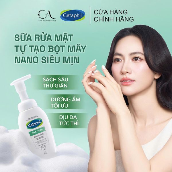  Sữa rửa mặt dạng bọt siêu mềm mịn giúp làm dịu tức thì & cấp ẩm tối ưu cho da nhạy cảm Cetaphil Soothing Foam Wash 200ml 