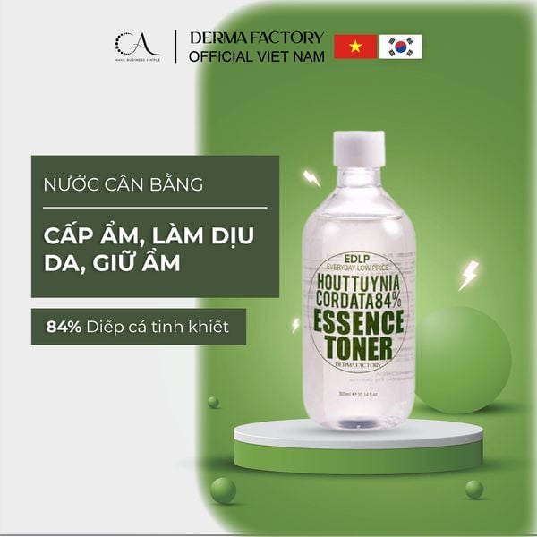  Derma Factory EDLP Houttuynia Cordata 84% Essence Toner - Toner tinh chất rau diếp cá 84% làm dịu và cân bằng da 