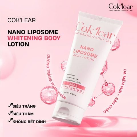  Kem body Cok’lear Nano Liposome Body Lotion Whitening – Kem Body Make Up Công Nghệ Nano Liposome Hỗ Trợ Dưỡng ẩm , Sáng Da , Mờ Thâm Sạm 