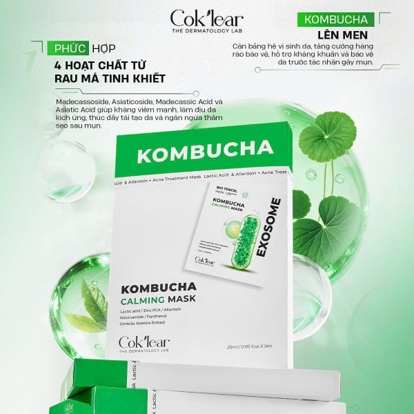  Mặt nạ Cok'lear Exosome Kobumcha Calming Mask – Hỗ trợ giảm dầu mụn và cấp ẩm phục hồi da 