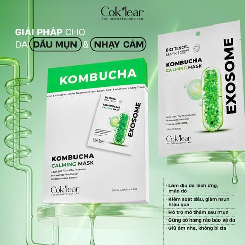  Mặt nạ CoK'lear Exosome Kobumcha Calming Mask – Hỗ trợ giảm dầu mụn và cấp ẩm phục hồi. 