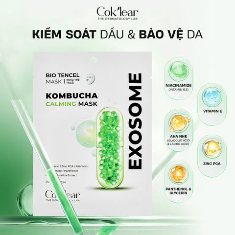  Mặt nạ CoK'lear Exosome Kobumcha Calming Mask – Hỗ trợ giảm dầu mụn và cấp ẩm phục hồi. 