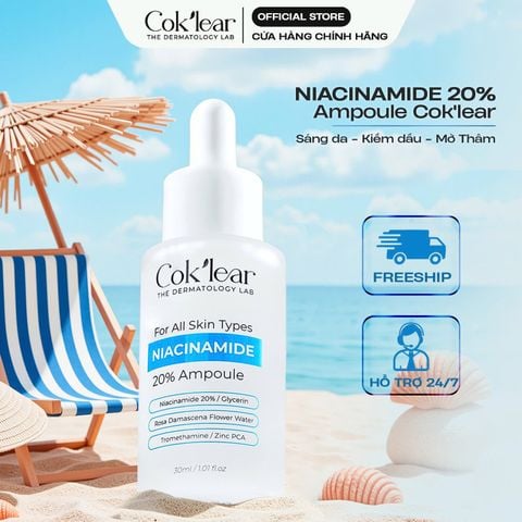  Tinh chất Niacinamide 20% Cok’lear dưỡng sáng mờ thâm hỗ trợ kiểm soát dầu nhờn và giảm mụn 