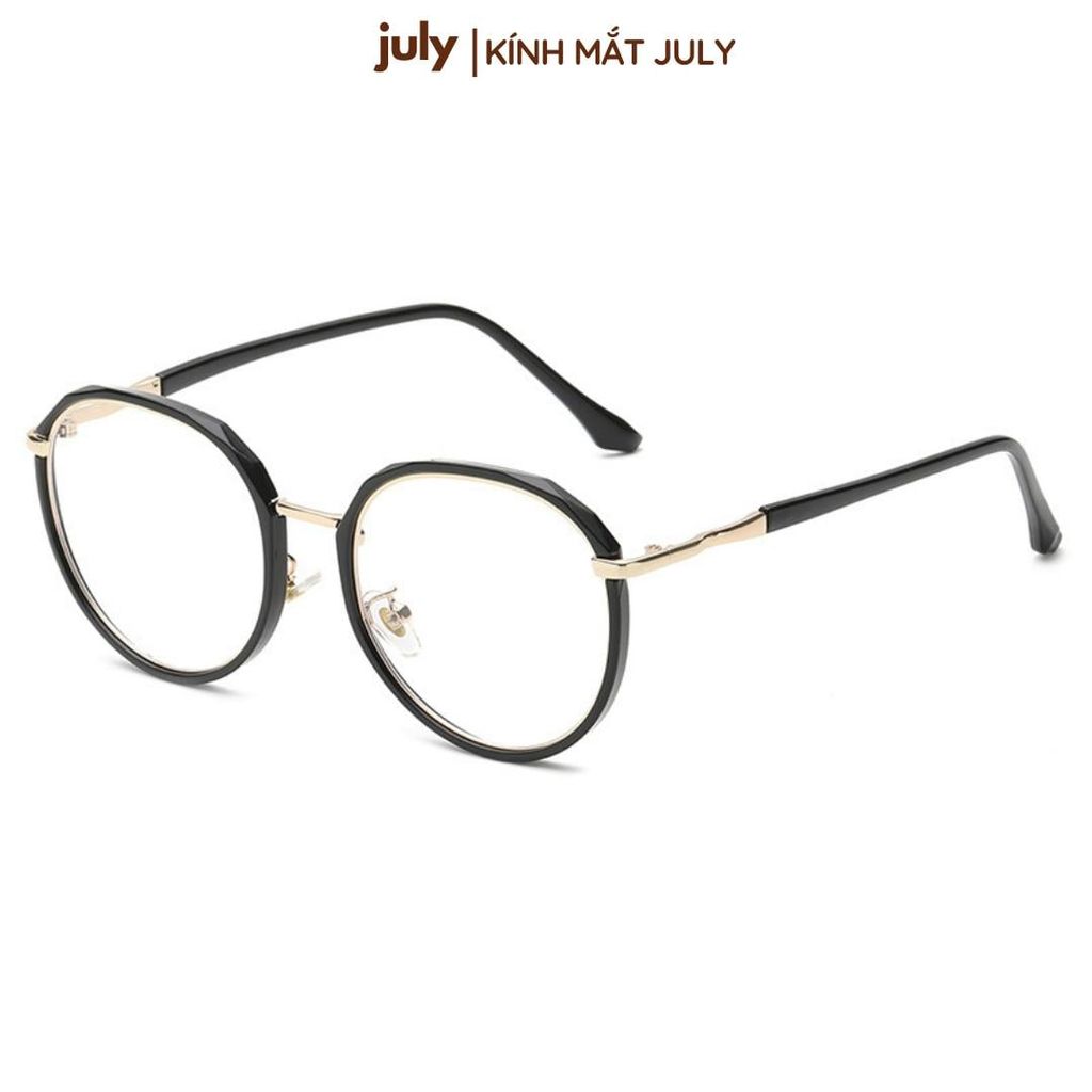 Gọng kính cận nữa Form oval tròn cốt kim loại dễ đeo - Kính Mắt July 8626 Mắt Kính Tròng Kính Kim Tuyến gọng  oval