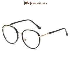 Gọng kính cận nữa Form oval tròn cốt kim loại dễ đeo - Kính Mắt July 8626 Mắt Kính Tròng Kính Kim Tuyến gọng  oval