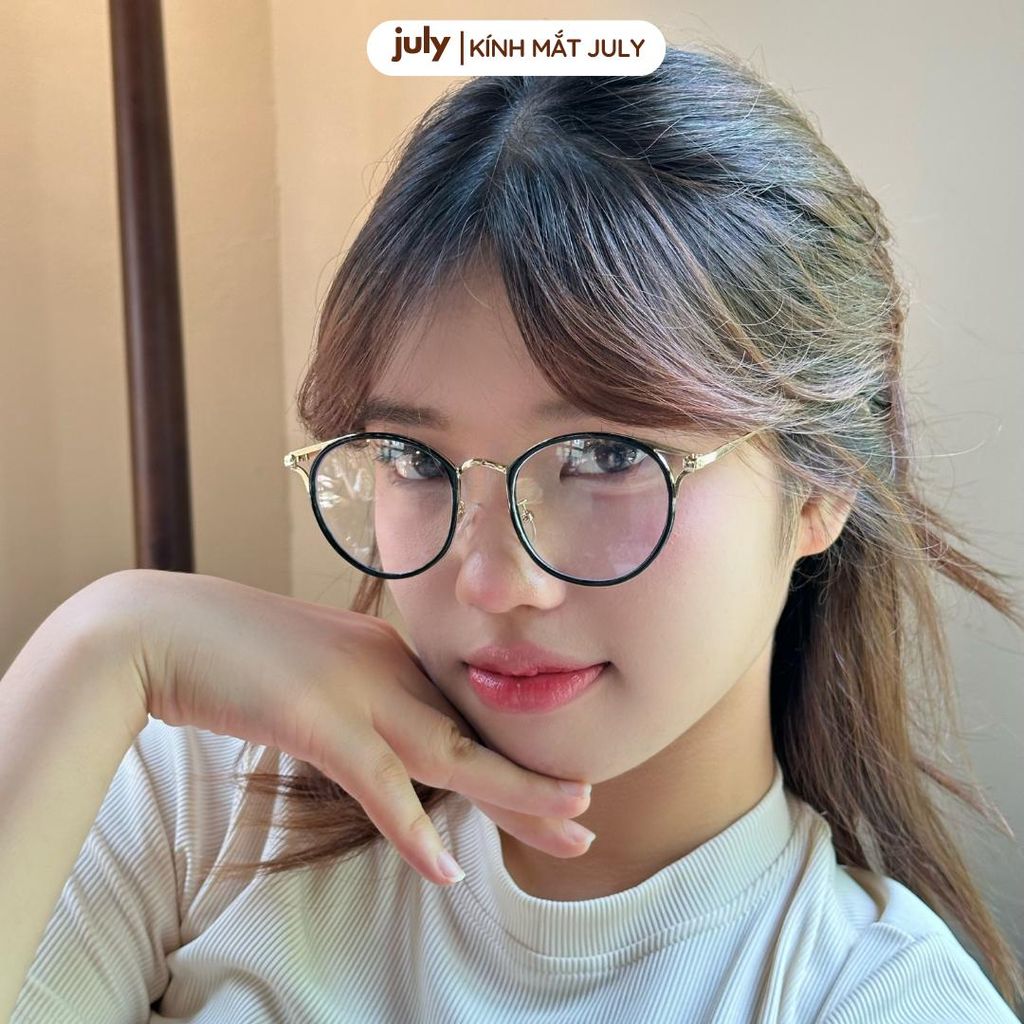 Gọng kính cận nữ kính mắt mèo kim loại phối nhựa chắc chắn July Eyewear 8601 gọng kính mat meo Móc Khoá Tết kính  gọng tai Women kính  tròn bầu dục