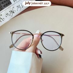 [8608] Gọng kính cận nữ oval kính mắt thời trang kim loại phối nhựa phong cách Hàn Quốc dễ đeo - Kính Mắt July 6254