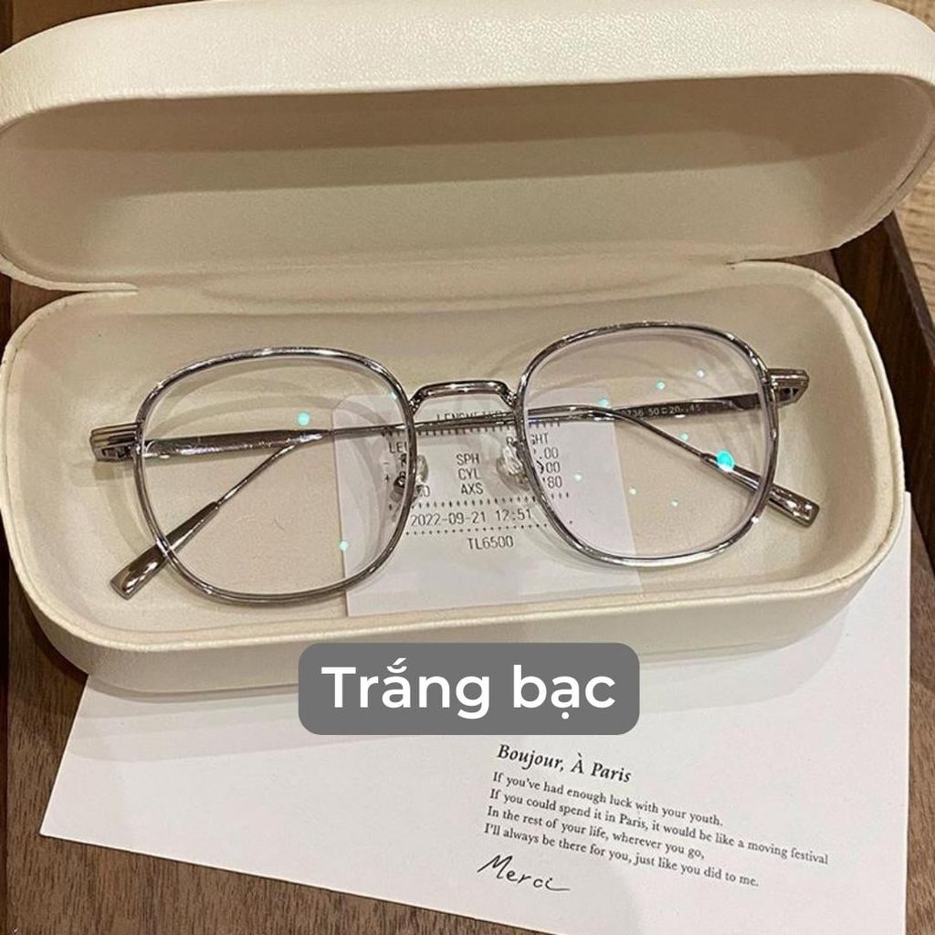 Gọng kính cận nam nữ form oval thiên vuông hợp nhiều dáng mặt - Kính Mắt July 8633 Titan