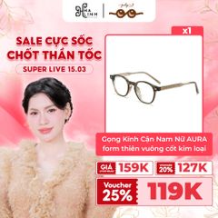 Gọng Kính Cận Nam Nữ AURA form thiên vuông cốt kim loại phối nhựa - 0178