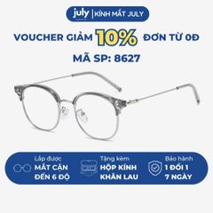 Gọng kính cận nửa viền nam nữ khung kim loại chắc chắn hợp nhiều dáng măt - Kính mắt July 8627 gọng  oval