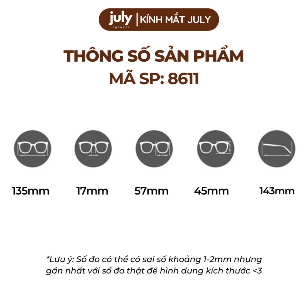 [8611] Gọng kính cận nữ Kính Mắt Thời Trang dáng mắt mèo dáng vuông kim loại bọc nhựa basic dễ đeo Kính Mắt July - 23065