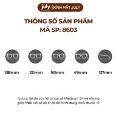 [8603] Gọng kính cận nữ Kính Mắt thời trang dáng oval thiên vuông khung nhựa phối kim loại - Kính Mắt July 72598