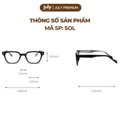 Gọng Kính Cận Nam Nữ SOL Form vuông cốt kim loại chắc chắn, thời trang July Eyewear Premium