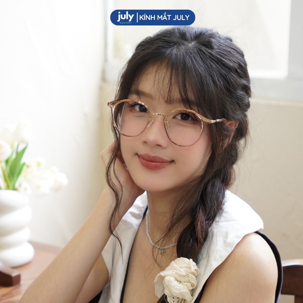 [8634] Gọng kính cận nam nữ form tròn vát đa giác Kính mắt July - 83032