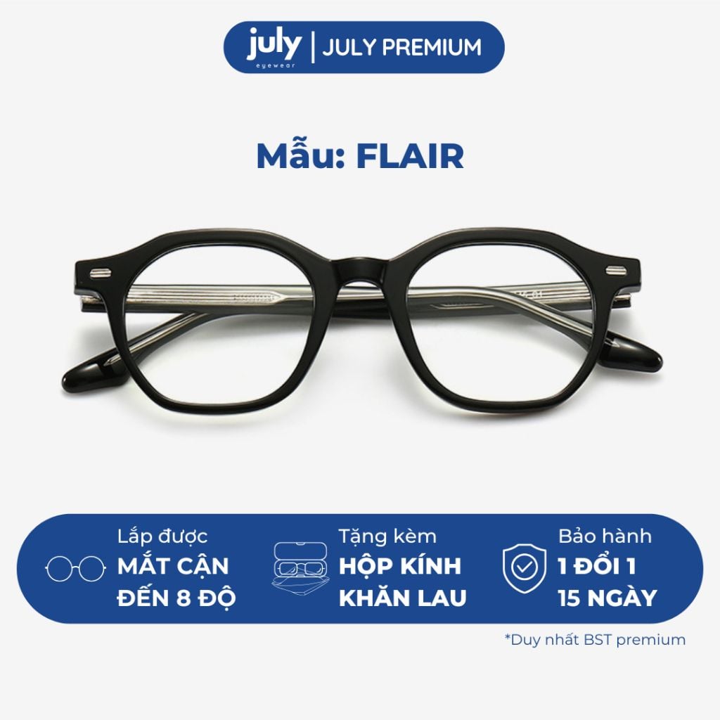 Gọng Kính Cận Cao Cấp Nam Nữ FLAIR form chữ nhật cách điệu hợp mặt vừa và to July Eyewear
