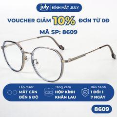 [8609] Gọng kính cận nữ đa giác khung kim loại phong cách trẻ trung dễ đeo hợp với nhiều dáng mặt Kính Mắt July - 23023