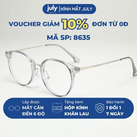 [8635] Gọng kính cận nữ form tròn kim loại phối nhựa TR90 phong cách trẻ trung, tri thức - Kính mắt July 01288