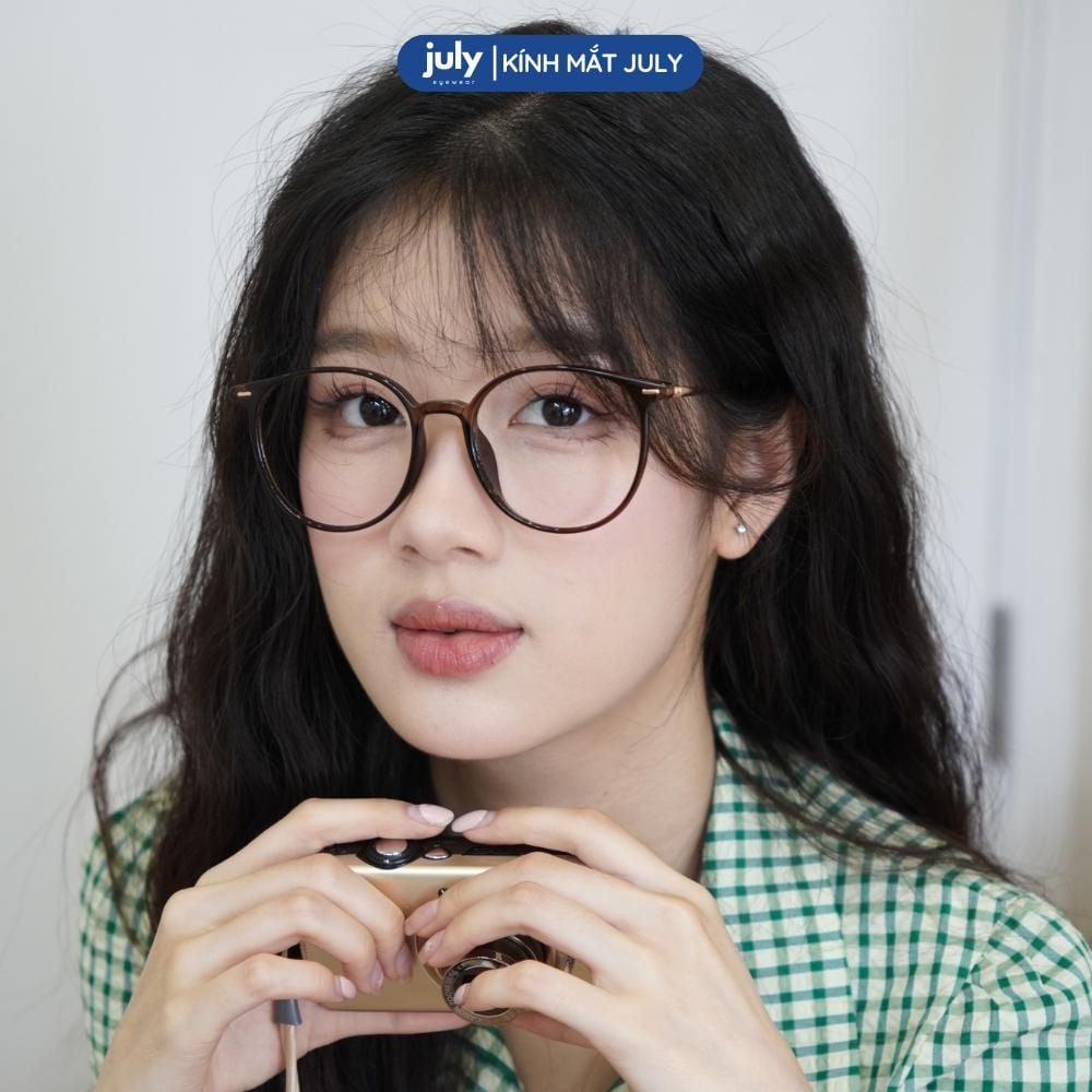 [8604] Gọng kính cận nữ Kính mắt thời trang form oval thiên tròn tròn kim loại phối nhựa chắc chắn basic - Kính Mắt July 83083