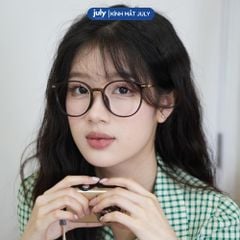 [8604] Gọng kính cận nữ Kính mắt thời trang form oval thiên tròn tròn kim loại phối nhựa chắc chắn basic - Kính Mắt July 83083