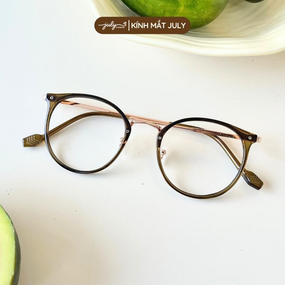 [8608] Gọng kính cận nữ oval kính mắt thời trang kim loại phối nhựa phong cách Hàn Quốc dễ đeo hợp với nhiều dáng mặt - Kính Mắt July 6254