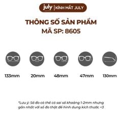 [8605] Gọng kính cận nữ kính mắt thời trang dáng oval thiên vuông kim loại phối nhựa - Kính Mắt July 21100