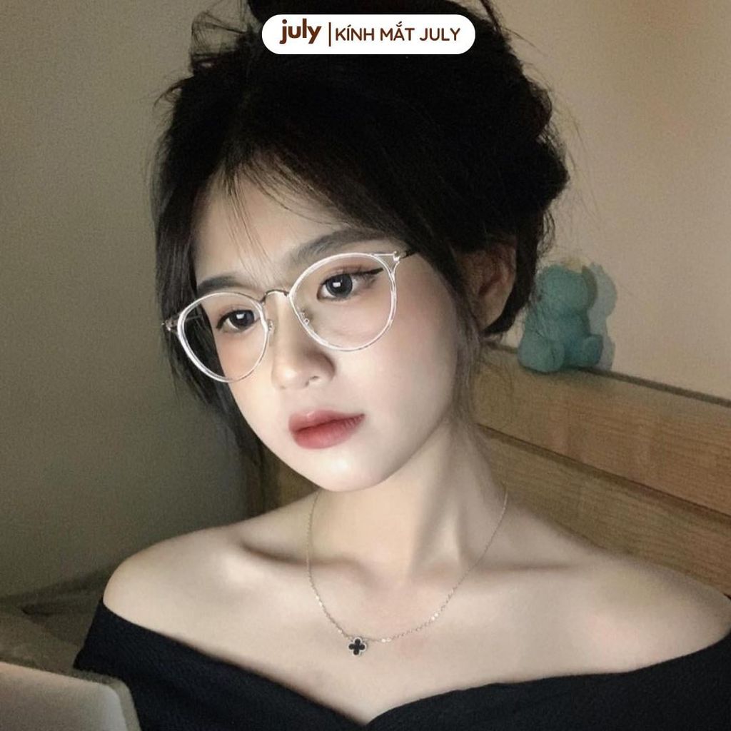 Gọng kính cận nữ kính mắt mèo kim loại phối nhựa chắc chắn July Eyewear 8601 gọng kính mat meo Móc Khoá Tết kính  gọng tai Women kính  tròn bầu dục