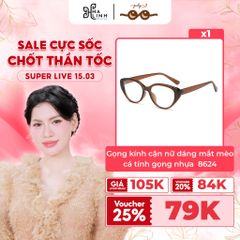 Gọng kính cận nữ kính mắt mèo 8624 gọng nhựa phong cách cá tính July Eyewear - 81059