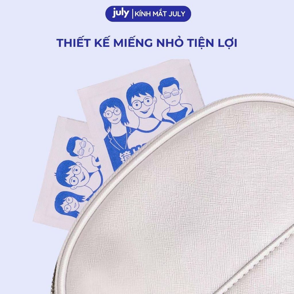 Hộp 100 miếng Khăn lau kính NANO chống bám hơi nước đi mưa, đeo khẩu trang tiện lợi July Eyewear Kính Mắt Tết Titan