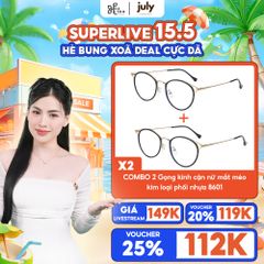 [Võ Hà Linh x Kính Mắt July] COMBO 2 Gọng kính cận nữ mắt mèo kim loại phối nhựa chắc chắn, thời trang dễ đeo hợp với nh