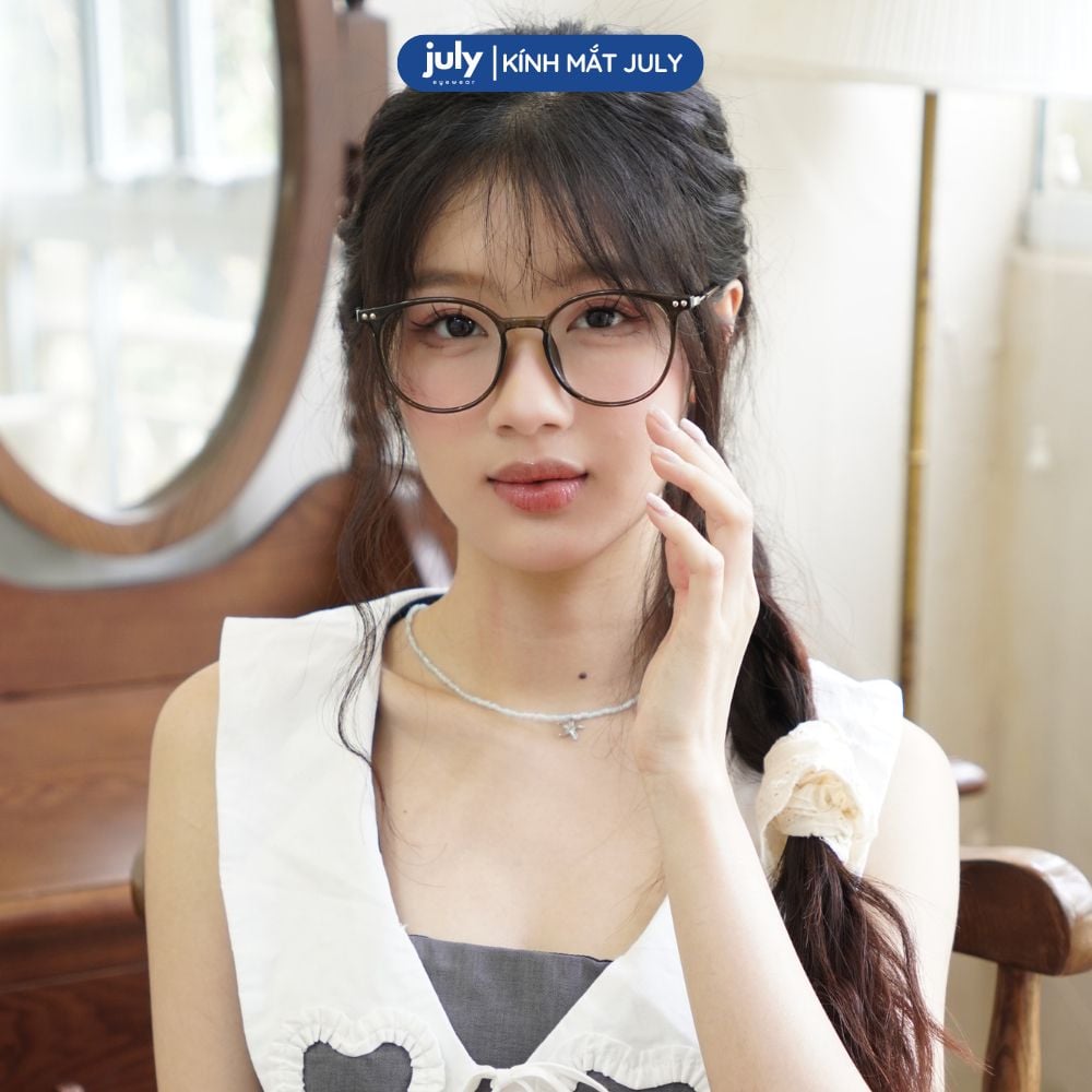 [Võ Hà Linh x Kính Mắt July] Gọng kính cận nữ form tròn cốt kim loại hợp mọi dáng mặt 8625 - Kính Mắt July 83079