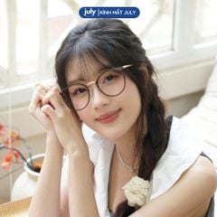 [8608] Gọng kính cận nữ oval kính mắt thời trang kim loại phối nhựa phong cách Hàn Quốc dễ đeo hợp với nhiều dáng mặt - Kính Mắt July 6254