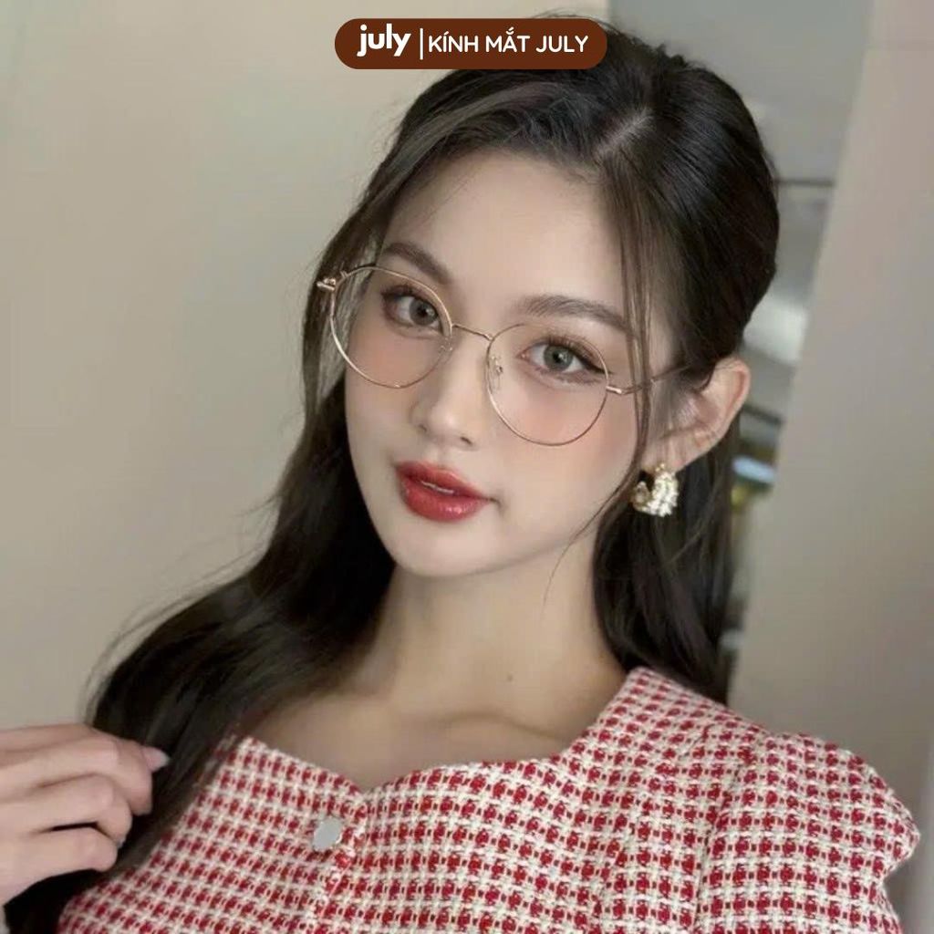 Gọng kính cận nữ mắt tròn gọng mảnh dễ đeo hợp với nhiều dáng mặt kính oval Voi