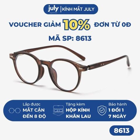 [8613] Gọng kính cận nam nữ kính mắt thời trang dáng tròn nhựa cao cấp lõi kim loại unisex hợp nhiều dáng mặt - Kính Mắt July 8008