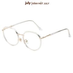 Gọng kính cận nữa Form oval tròn cốt kim loại dễ đeo - Kính Mắt July 8626 Mắt Kính Tròng Kính Kim Tuyến gọng  oval