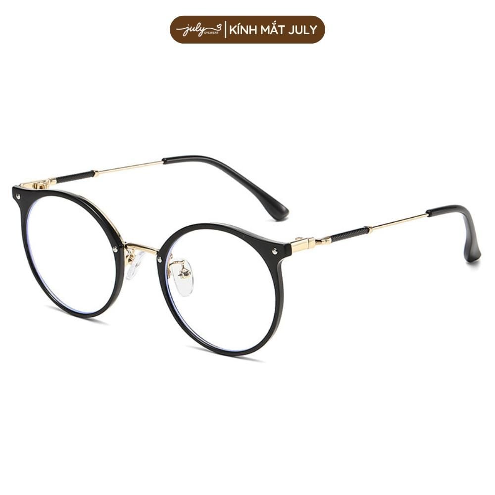 [8636] Gọng Kính Cận Nữ Form Tròn Nhựa Phối Kim Loại Trẻ Trung, Dễ Đeo Mắt Kính July Eyewear - 30224