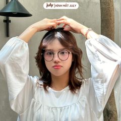 [8607] Gọng kính cận nữ mắt tròn kim loại phối nhựa phong cách trẻ trung dễ đeo hợp nhiều dáng mặt Kính Mắt July - 8950