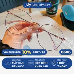 [8606] Gọng kính cận nữ Kính Mắt Thời Trang dáng oval tròn kim loại mảnh chắc chắn, thời trang Kính Mắt July - 6120