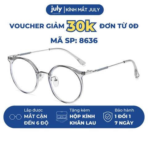 Gọng Kính Cận Nữ Form Tròn Nhựa Phối Kim Loại Trẻ Trung, Dễ Đeo Mắt Kính July Eyewear 8636