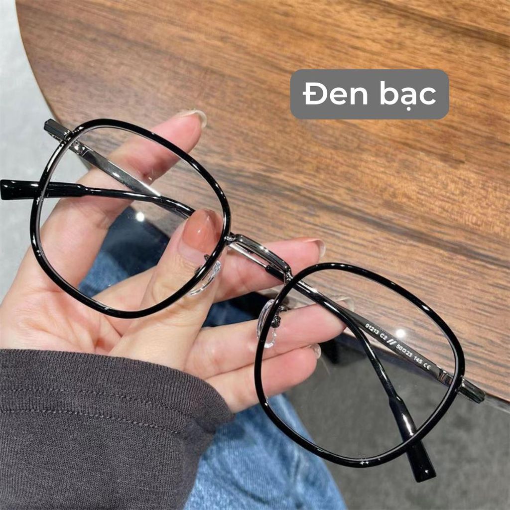 Gọng kính cận nam nữ form oval thiên vuông hợp nhiều dáng mặt - Kính Mắt July 8633 Titan