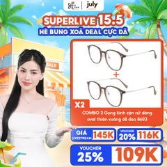 [Võ Hà Linh x Kính Mắt July] COMBO 2 Gọng kính cận nữ dáng oval thiên vuông khung nhựa phối kim loại nhẹ, phong cách Hàn