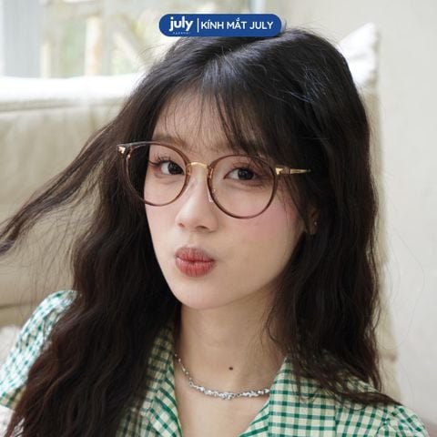 [8635] Gọng kính cận nữ form tròn kim loại phối nhựa TR90 phong cách trẻ trung, tri thức - Kính mắt July 01288