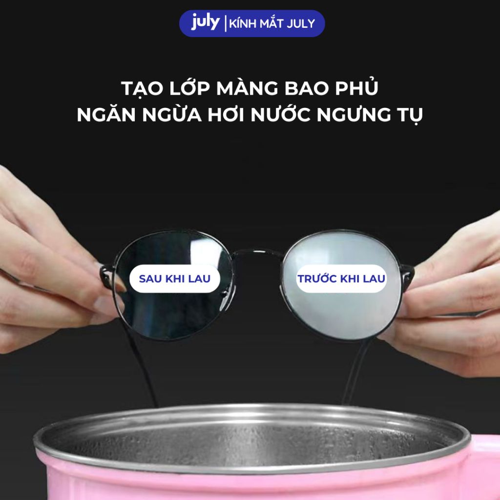 Hộp 100 miếng Khăn lau kính NANO chống bám hơi nước đi mưa, đeo khẩu trang tiện lợi July Eyewear