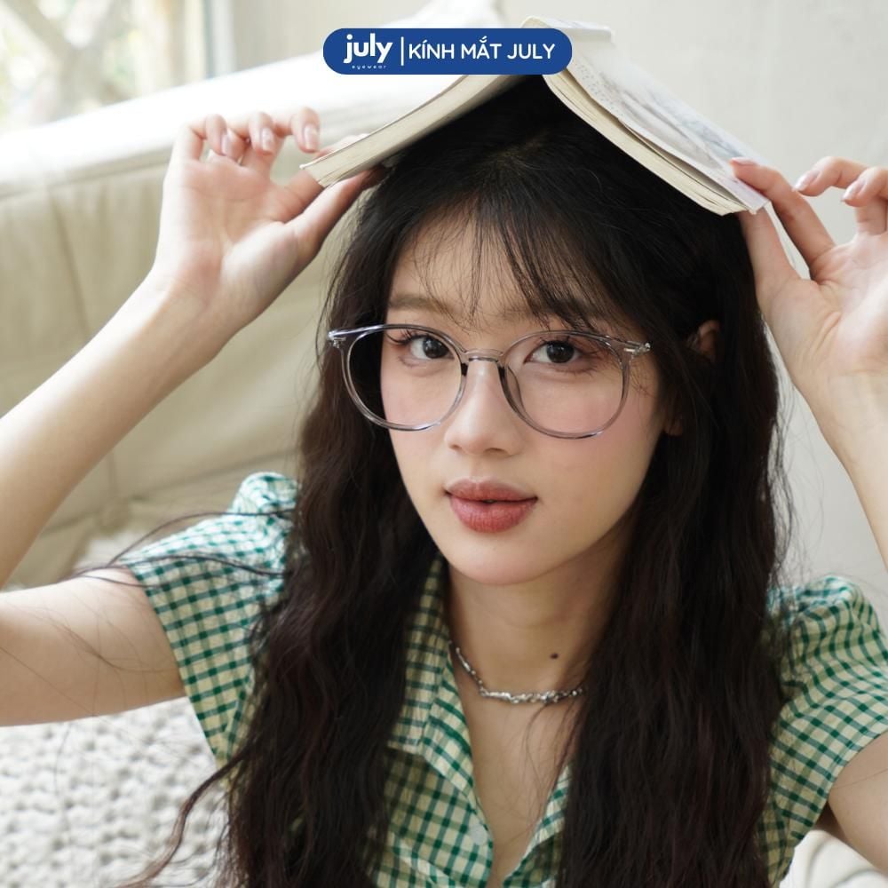 [8604] Gọng kính cận nữ Kính mắt thời trang form oval thiên tròn tròn kim loại phối nhựa chắc chắn basic - Kính Mắt July 83083